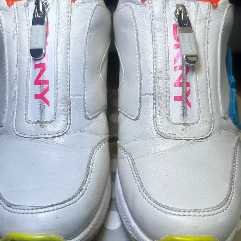 DKNY White Sneakers with Blue and Pink Accents - Picture 5 of 5